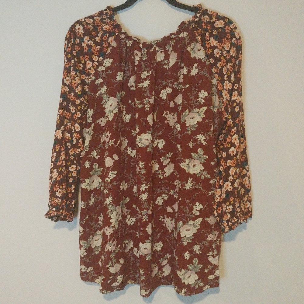 Cafe Marrakesh Red Patchwork Floral Button Down B… - image 2